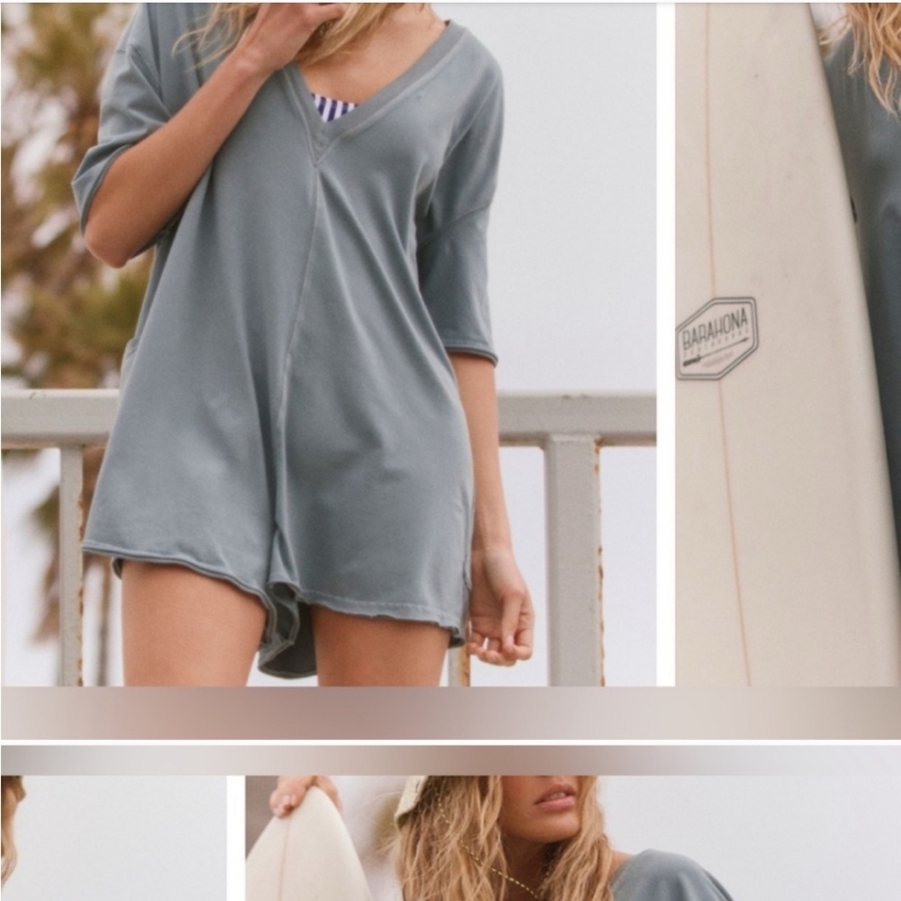 NWT Free People FP Movement Hot Shot Tee Romper Summer storm gray - XS.